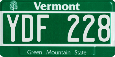VT license plate YDF228