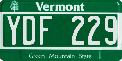 VT license plate YDF229