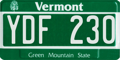 VT license plate YDF230