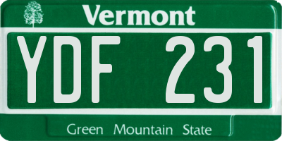 VT license plate YDF231