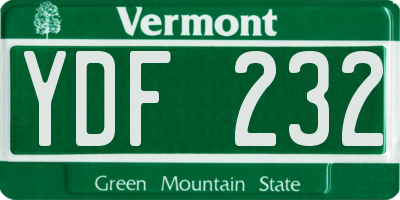 VT license plate YDF232