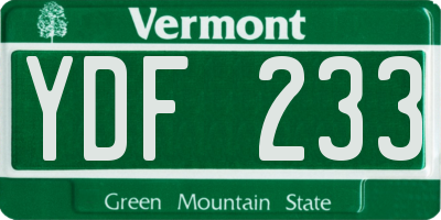 VT license plate YDF233