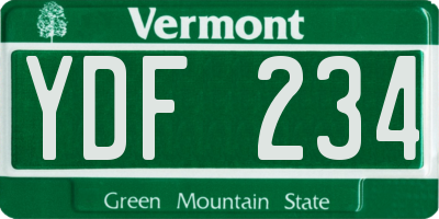 VT license plate YDF234