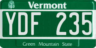 VT license plate YDF235