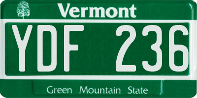 VT license plate YDF236