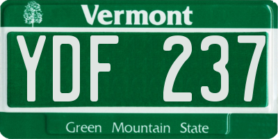 VT license plate YDF237