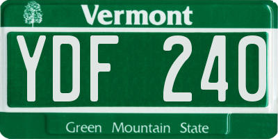 VT license plate YDF240