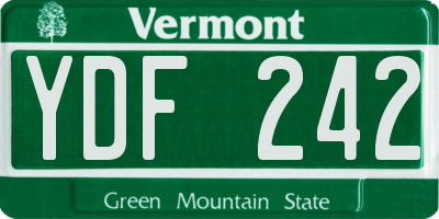 VT license plate YDF242