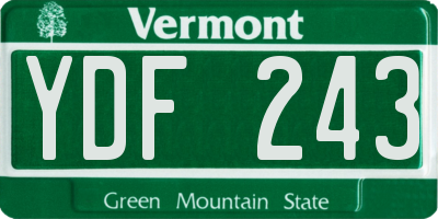 VT license plate YDF243