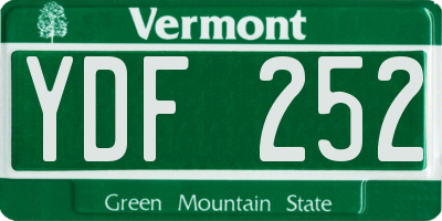VT license plate YDF252