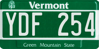 VT license plate YDF254