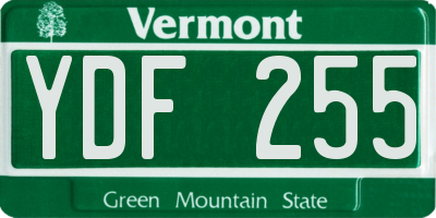 VT license plate YDF255