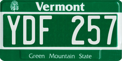 VT license plate YDF257