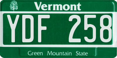 VT license plate YDF258