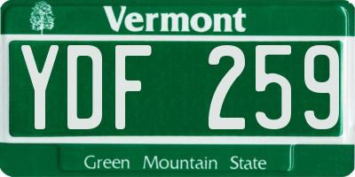 VT license plate YDF259