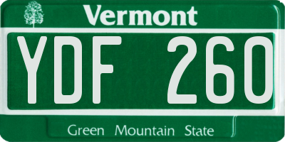 VT license plate YDF260
