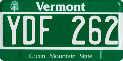 VT license plate YDF262