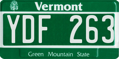 VT license plate YDF263