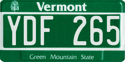 VT license plate YDF265