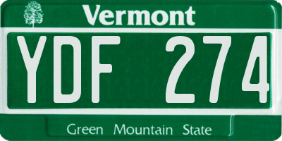 VT license plate YDF274