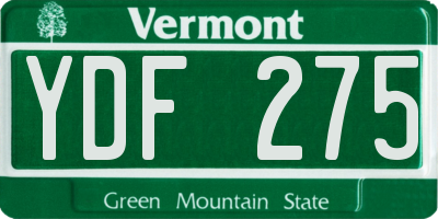 VT license plate YDF275