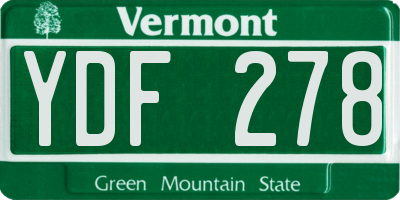 VT license plate YDF278