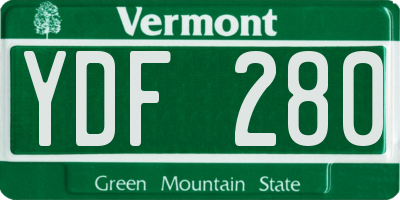 VT license plate YDF280