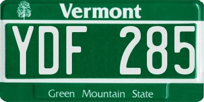 VT license plate YDF285