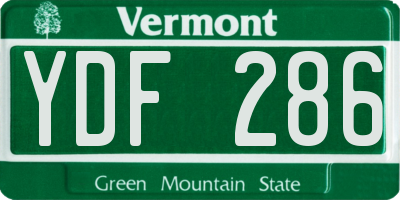 VT license plate YDF286