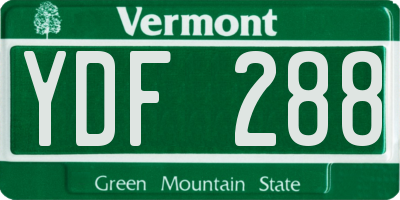 VT license plate YDF288