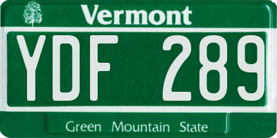 VT license plate YDF289