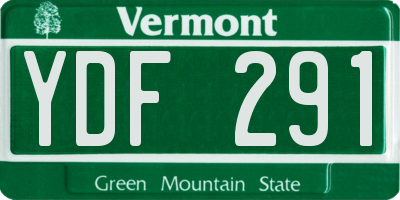 VT license plate YDF291