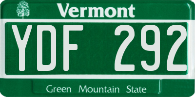 VT license plate YDF292