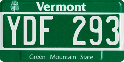 VT license plate YDF293