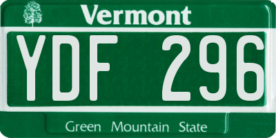 VT license plate YDF296