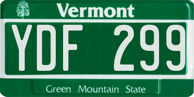 VT license plate YDF299