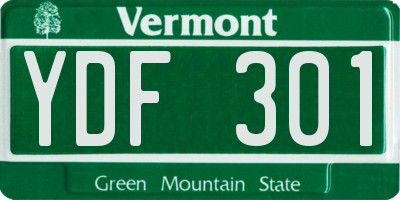 VT license plate YDF301