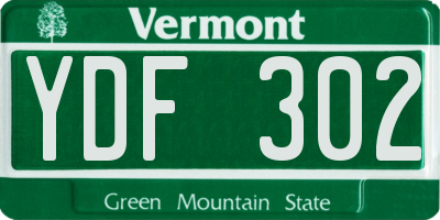 VT license plate YDF302
