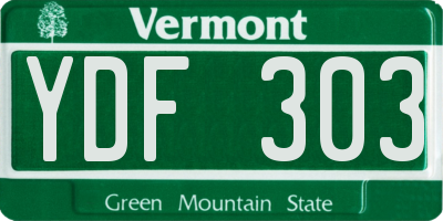 VT license plate YDF303