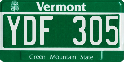 VT license plate YDF305