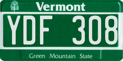 VT license plate YDF308