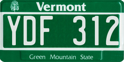 VT license plate YDF312