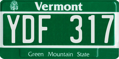 VT license plate YDF317