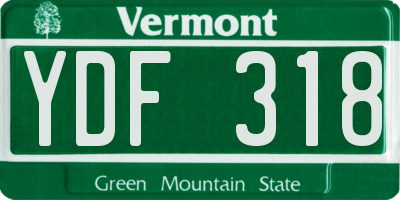 VT license plate YDF318