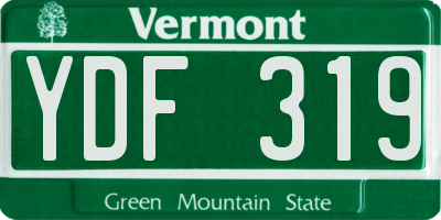 VT license plate YDF319