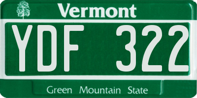 VT license plate YDF322