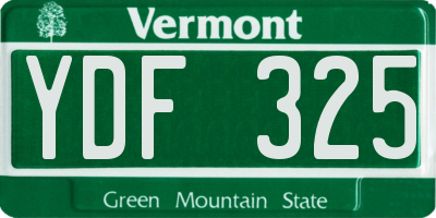 VT license plate YDF325