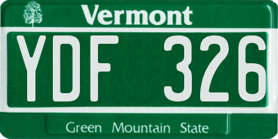 VT license plate YDF326