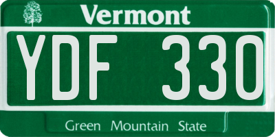 VT license plate YDF330