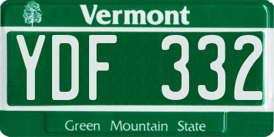 VT license plate YDF332